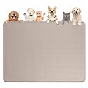Dog Food Mat 50''x35'' Extra Large Dog Mat for Food and Water, Khaki