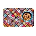 Dog Food Mats for Floors Boho Mat for Cat Food and Water Bowls