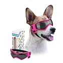 Dog Goggles Small Breed, UV Protection Dog Sunglasses Windproof Anti-Fog Doggy Glasses for Small to Medium Breed Outdoor Riding Driving Motorcycle, Medium Pink