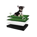 HQ4US 4LEGS Dog Grass Pad with Dog Litter Box, Foldable Small Liner Base