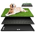 Dog Grass Pad with Tray, 34''X23'' Large Artificial Turf Grass Potty, Reusable Puppy Pee Pads for Dogs, Leak-Proof Portable Dog Litter Box for Indoor Outdoor Potty Training Toilet, Easy to Clean
