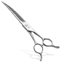 Dog Grooming Scissors: Pet Shears Made Of Japanese 440C Advanced Stainless Steel Professional Grooming Scissors for Dogs Cats and Other Pets (A Curved Chunker, 7.0 inch)