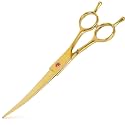 Dog Grooming Scissors Premium Stainless Steel Curved Hair Cutting Scissors for Dogs &amp; Cats (Gold)