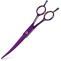 Dog Grooming Scissors Premium Stainless Steel Curved Hair Cutting Scissors for Dogs & Cats (Purple)