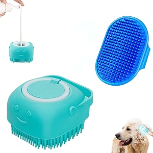 dog hair bath brush combo of 2 pet grooming puppy accessories rubber gloves  cleaning hand brush color may varypack of 2