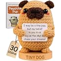 Dog lover Gifts for Women - Handmade Positive Crochet Animal W/ 30 Uplifting Signs - Funny Birthday Gifts for Dog Mom, Cute Present Idea for Women for Christmas, Emotional Support Office Desk Decor