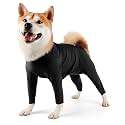 Dog Onesie Shedding Suit Full Coverage Pet Surgical Recovery Bodysuit After Surgery Wear Cone Collar Cone Black