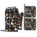 Dog Oven Mitts and Pot Holders Sets - Animal Kitchen Mitts Potholders 4 Pack Heat Resistant Funny Cute Oven Gloves Hot Pads for Kitchen Baking Grilling Party