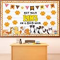 Dog Paw Classroom Bulletin Board Set Get Your Paws on a Good Book Reading Bulletin Board Decorations Pet Dog Prints Paper Cutouts Classroom Decorations for Back to School Nursery Chalkboard Wall Back