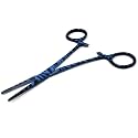 Dog Pet Ear/Nose Hair Puller Grooming Hemostat Locking Forceps Pliers, 5.5" (14cm), Straight (Blue Swirls)