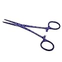Dog Pet Ear/Nose Hair Puller Grooming Hemostat Locking Forceps Pliers, 5.5" (14cm), Straight (Purple Paws)