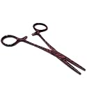 Dog Pet Ear/Nose Hair Puller Grooming Hemostat Locking Forceps Pliers, 5.5" (14cm), Straight (Red Swirls)