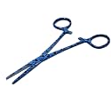 Dog Pet Ear/Nose Hair Puller Grooming Hemostat Locking Forceps Pliers, 5.5" (14cm), Straight (Blue Paws)
