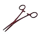 Dog Pet Ear/Nose Hair Puller Grooming Hemostat Locking Forceps Pliers, 5.5" (14cm), Straight (Red Paws)