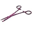 Dog Pet Ear/Nose Hair Puller Grooming Hemostat Locking Forceps Pliers, 5.5" (14cm), Straight (Pink Swirls)
