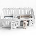 Dog Playpen with Divider &amp; Washable Floor Pad, 6-Panel Indoor Puppy Playpen for Small Dogs &amp; Puppies, 24" Tall Premium HDPE Panels, 60"x30"x24", Tool-Free Setup (White)