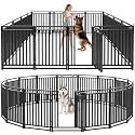 Dog Playpen Metal Dog Fence Outdoor for Yard 47" Height 16 Panels Portable Dog Pen Pet Kennel for RV Camping(Black-Silver)