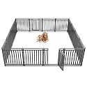 Dog Fence Outdoor for Yard Indoor Dog Playpen 32" Height 16 Panels Portable Dog Pen Metal Dog Kennel for RV Camping(Black-Silver)