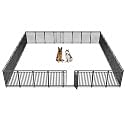 Dog Playpen Metal Dog Fence Outdoor for Yard 47" Height 32 Panels Portable Dog Pen Pet Kennel for RV Camping(Black-Silver)