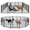 Dog Playpen Outdoor 16 Panels 32'' Rustproof Metal Dog Fence with Gate Small Medium Portable Large Dog Play Pen 36FT, 96 Sq.ft for RV Camping, Trips, Play Yard