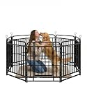 Dog Playpen Outdoor 8 Panels 32'' Rustproof Metal Dog Fence with Gate Small Medium Portable Large Dog Play Pen 18FT, 48 Sq.ft for RV Camping, Trips, Play Yard