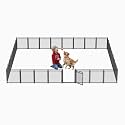 Dog Playpen with Safety Mesh, 24" Height 32 Panels Metal Dog Fence Indoor Outdoor, Portable Dog Kennel for Camping, Yard &amp; RV | Black-Silver