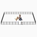 Dog Playpen with Safety Mesh, 24" Height 48 Panels Metal Dog Fence Indoor Outdoor, Portable Dog Kennel for Camping, Yard &amp; RV | Black-Silver