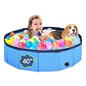 Dog Pool, Foldable Pet Swimming Pool with 6mm High-Strength PP Board, Hard Plastic Collapsible Doggy Pools for Small Dogs Kitty Duck, Non-Slip Doggie Bathtub Quick to Set Up and Drainage Hole, 40.2"