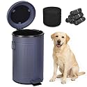 Dog Poop Trash Can with Lid for Outdoors，3.2 Gallon Trash Can with Activated Carbon Filter & Plastic Bags, Pet Waste Container，UP12L-GY-Y+90BK