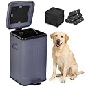 Dog Poop Trash Can with Lid for Outdoors，3.2 Gallon Trash Can with Activated Carbon Filter & Plastic Bags, Pet Waste Container，UP12L-GY-F+90BK