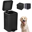 Dog Poop Trash Can with Lid for Outdoors，3.2 Gallon Trash Can with Activated Carbon Filter &amp; Plastic Bags, Pet Waste Container，UP12L-BK-F+200BK