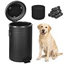 Dog Poop Trash Can with Lid for Outdoors，3.2 Gallon Trash Can with Activated Carbon Filter & Plastic Bags, Pet Waste Container，UP12L-BK-Y+90BK-New
