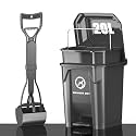 Dog Poop Trash Can for Outdoors with Pooper Scooper, 20L/5.2 Gal Large Capacity Dog Waste Trash Can with Lid, Pedal and Removable Inner, Pet Waste Disposal Station Odor Control Outside