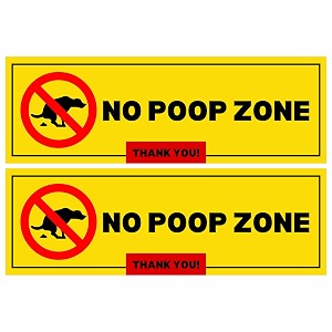 no dog poop zone sign sticker 205 x 7 cm pack of 2  waterproof outdoor warning sign board with 4 corner holes  peel amp stick or screw fixing for home garden gate amp street no poop zone small - 205 x 7 cm