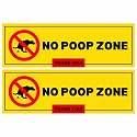 No Dog Poop Zone Sign Sticker 20.5 x 7 CM (Pack of 2) – Waterproof Outdoor Warning Sign Board with 4 Corner Holes – Peel &amp; Stick or Screw Fixing for Home, Garden, Gate &amp; Street (No Poop Zone, Small - 20.5 X 7 CM)