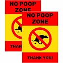 No Dog Poop Zone Sign Sticker Pack of 2 | 20.5 x 14.5 CM | Peel &amp; Stick or Screw Fix | Weather Protected Notice Board for Home, Gate, Garden &amp; Public Areas (No Poop Zone, Medium -20.5 x 14.5 CM)