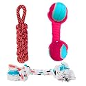 Dog Rope Toys, Puppy Chew Toys for Small Medium Large Breeds, Nature Teething Toy for Dental Health (2KDT 3 Toys Combo Set)