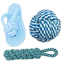 Dog Rope Toys, Puppy Chew Toys for Small Medium Large Breeds, Nature Teething Toy for Dental Health (3 Toys Combo Set)