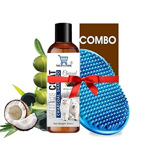 dog amp puppy shampoo - naturally organic dog shampoo for smelly dogs grooming products for dogs deshedding 200 ml white coat charcoalbath brush
