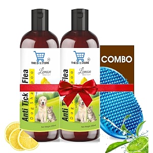 dog amp puppy shampoo - naturally organic dog shampoo for smelly dogs grooming products for dogs 200 ml 2pcs anti tick amp flea lemon 1pc bath brush