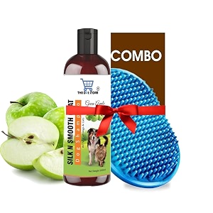 dog shampoo amp puppy - naturally organic dog shampoo for smelly dogs grooming products deshedding 200 ml silk n smooth coat green applebath brush