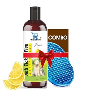 anti tick amp flea dog shampoo with lemon-200 ml with bath brush free brush color may vary