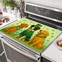 HOMETITUTE Dog St Patricks Day Stove Top Covers for Electric Stove 28x20 Inches Heat Resistant Glass Cooktop Protector Pad Decorative Stovetop Cover Kitchen Countertop Mat