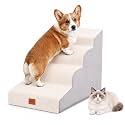 Dog Stairs for Small Dogs,19.7" H,4-Step Curved Pet Ramp for Bed Couch Sofa and Chair,Non-Slip Pet Steps for Injured & Senior Pets with Washable Cover and Durable High Density Foam,Beige