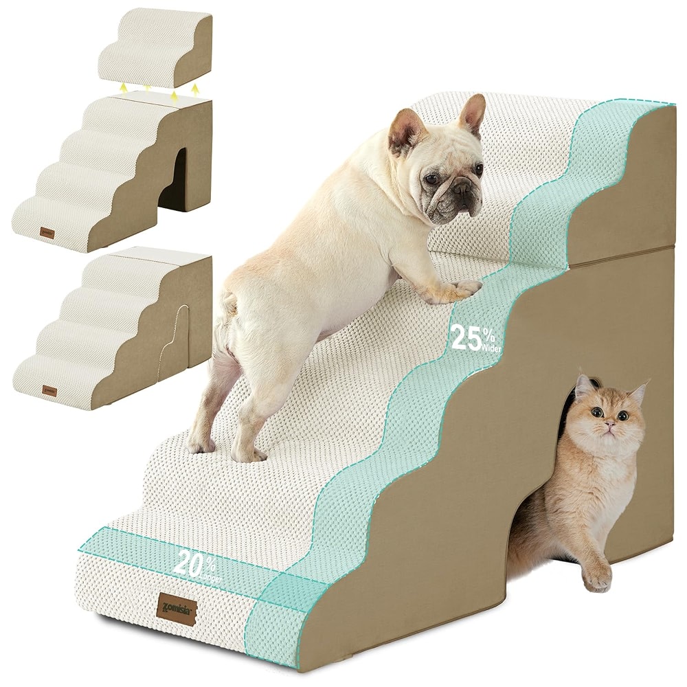 ZOMISIA Dog Steps for High Beds - 6 Step 29 inch H Pet Stairs with ...