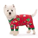 Dog Surgery Recovery Suit for Female Male Dogs, Christmas Dog Onesie Pajamas with Long Sleeve, Xmas Cat Abdominal Wound Bandages Surgical Suit for Shedding Skin Disease