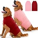 Dog Sweater 2 Pack for Large Dogs, XXXL, Pink &amp; Red