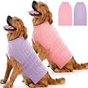 Dog Sweater 2 Pack for Large Dogs, XXXL, Pink &amp; Purple