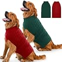 Dog Sweater 2 Pack for Large Dogs, XXXXL, Red &amp; Green