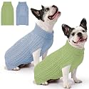 Dog Sweater 2 Pack for Medium Dogs, L, Blue &amp; Green